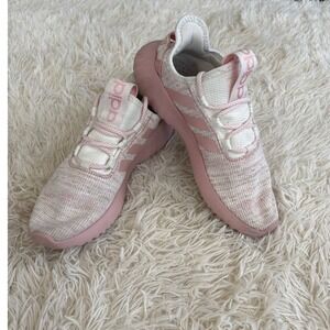 Adidas Cloudfoam Pink White Running Athletic Shoes Sneakers Women's Size‎ 8